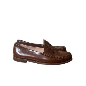 J. Crew Winona Penny Loafers Brown Spazzolato Leather Classic Preppy Minimal 12,